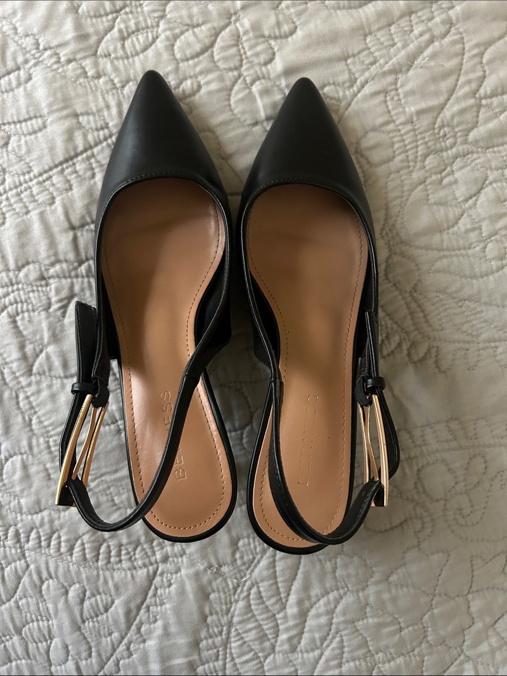 Berness Black Pointed-Toe Slingback Pumps